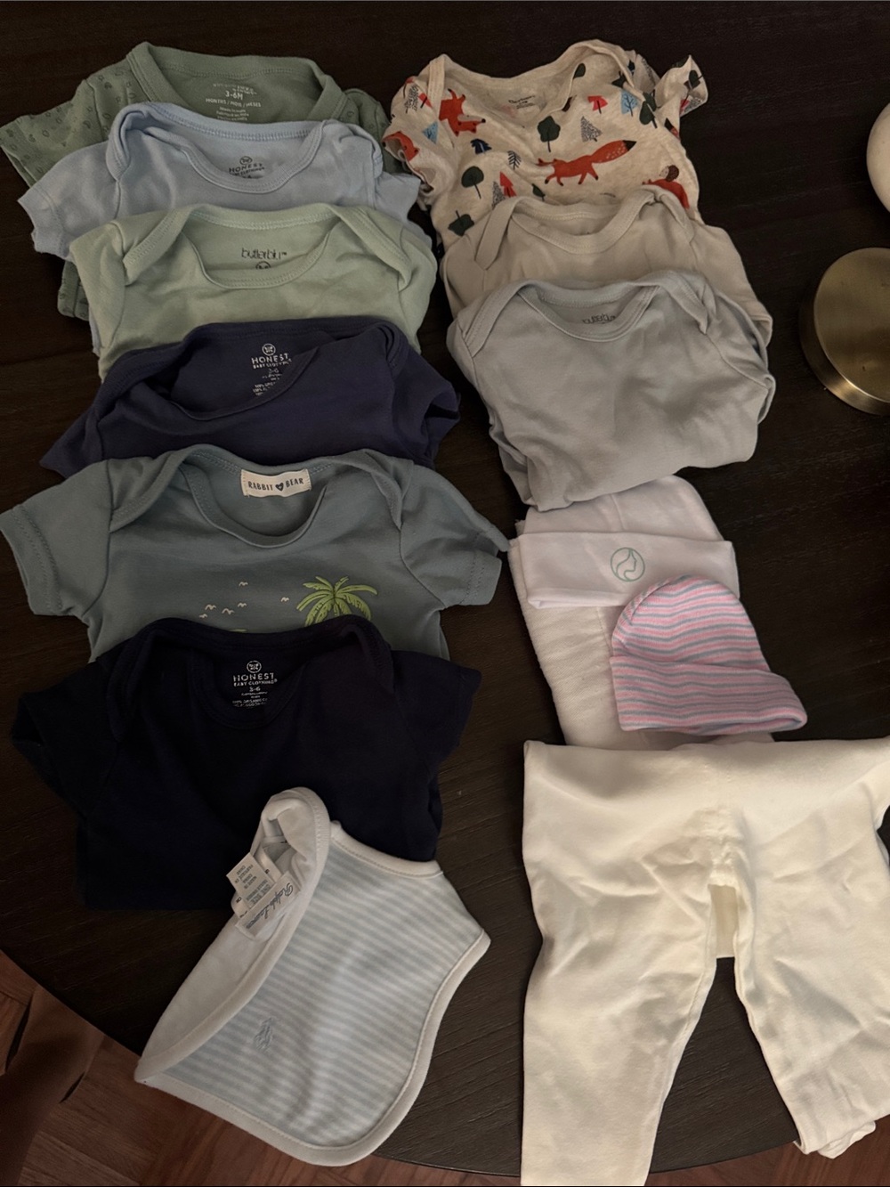 Assorted Baby Onesie Set in Blue, Navy, Mint & Gray - Mixed Brands